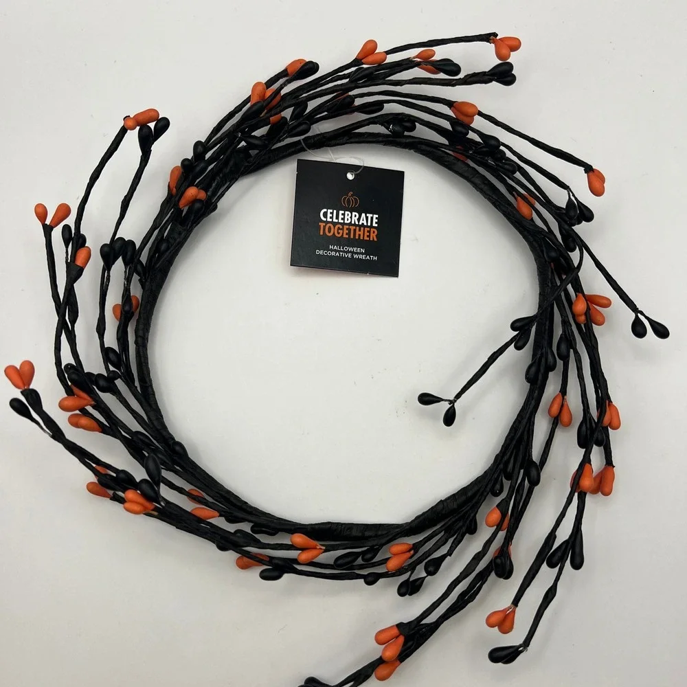 Celebrate Together Halloween Decorative Wreath Black Orange Pip Berry 8 Inch